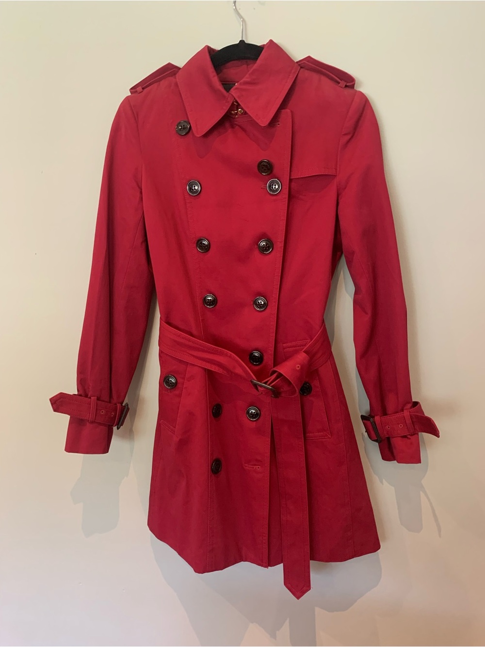 Burberry Burgundy/Merlot Double-Breasted Trench Coat - Picture 6 of 16